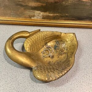 Solid Brass Swan Trinket Dish